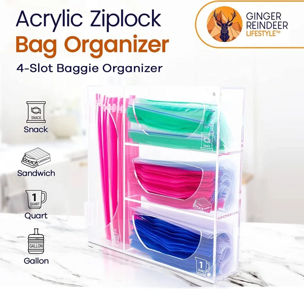 Clear Ziplock Bag Organizer, mountable plastic bag organizer, - Picture 2 of 6